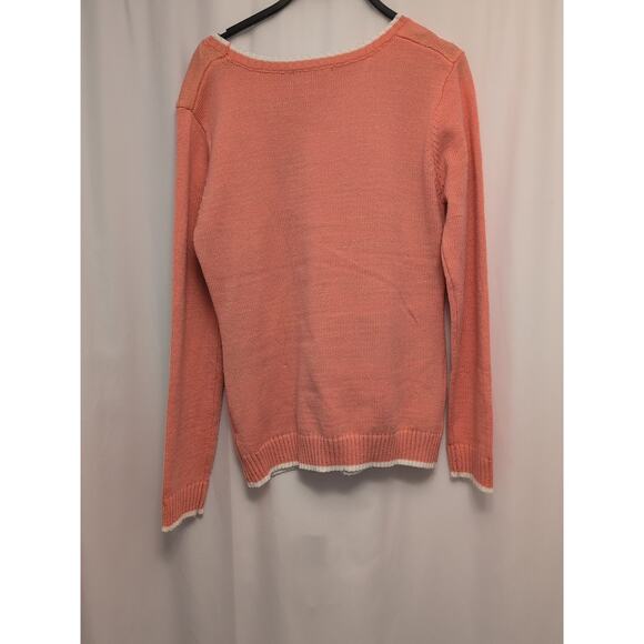 Holiday Hype L pink fox in argyle sparkle thread holiday sweater super cute! - Picture 6 of 6